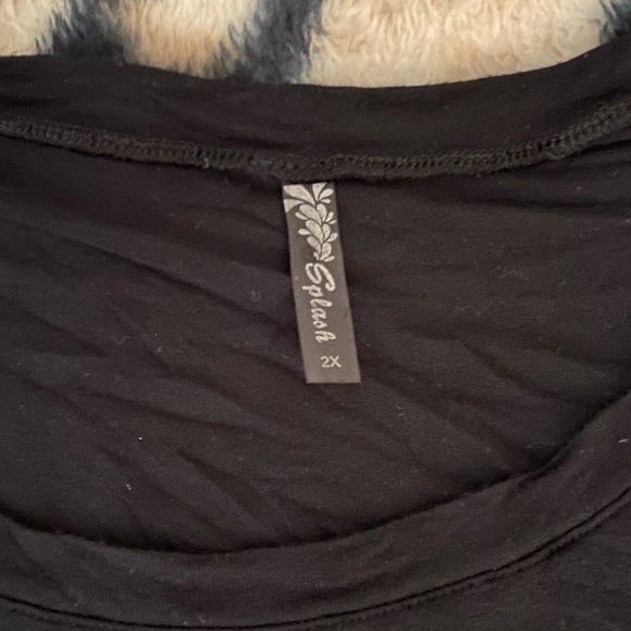 Women’s Black Plus Size 2X Short Sleeve Top - Picture 2 of 4